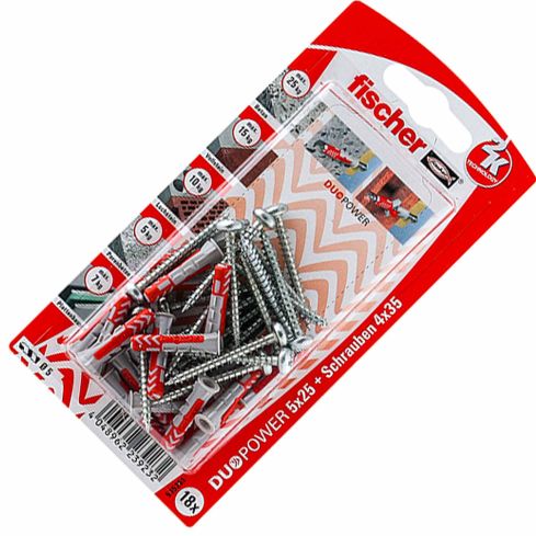 Fischer DUOPOWER 5x25S PH K Dübel+Schrauben  18Stk.           18535251
