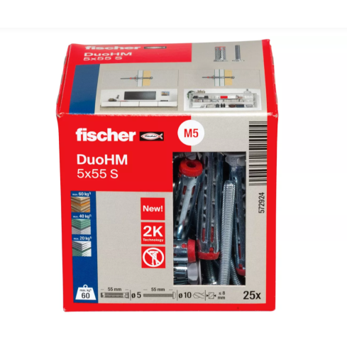 Fischer Gipskartondübel DuoHM 5x55 S 25 Stk. 18572924
