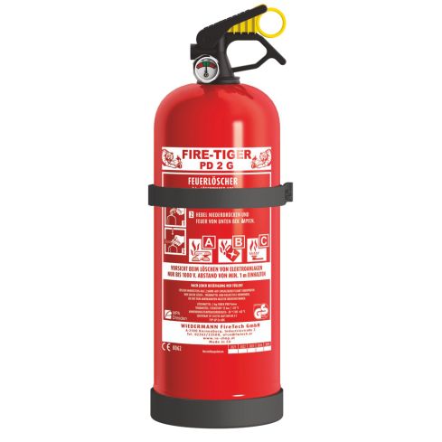 Feuerlöscher Pulver ABC 2kg PD2GE mit Manometer, Prüfventil, KFZ-Halter          93067001