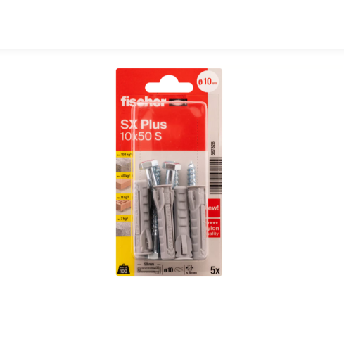 Fischer SX10X50 S K Plus Dübel + Schrauben 5Stk 18049130