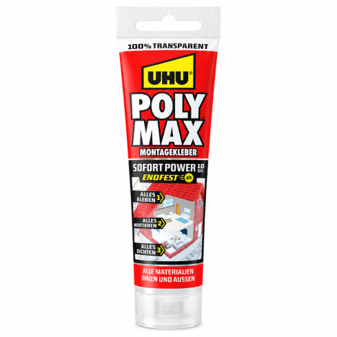 UHU Poly Max® SOFORT POWER transparent Montagekleber 115g 20064356