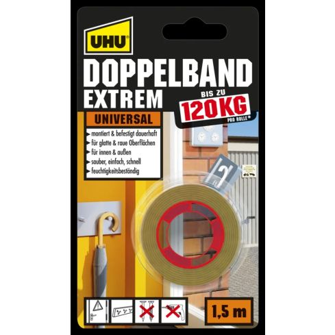 UHU Doppelband EXTREME doppelseitiges Klebeband 120kg/1,5m 20046820